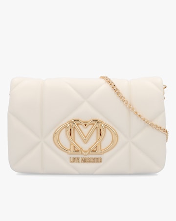 Love Moschino Heart Logo Quilted White Cross Body Bag
