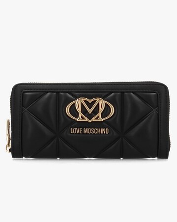 Love Moschino Large Heart Logo Quilted Pillow Black Purse
