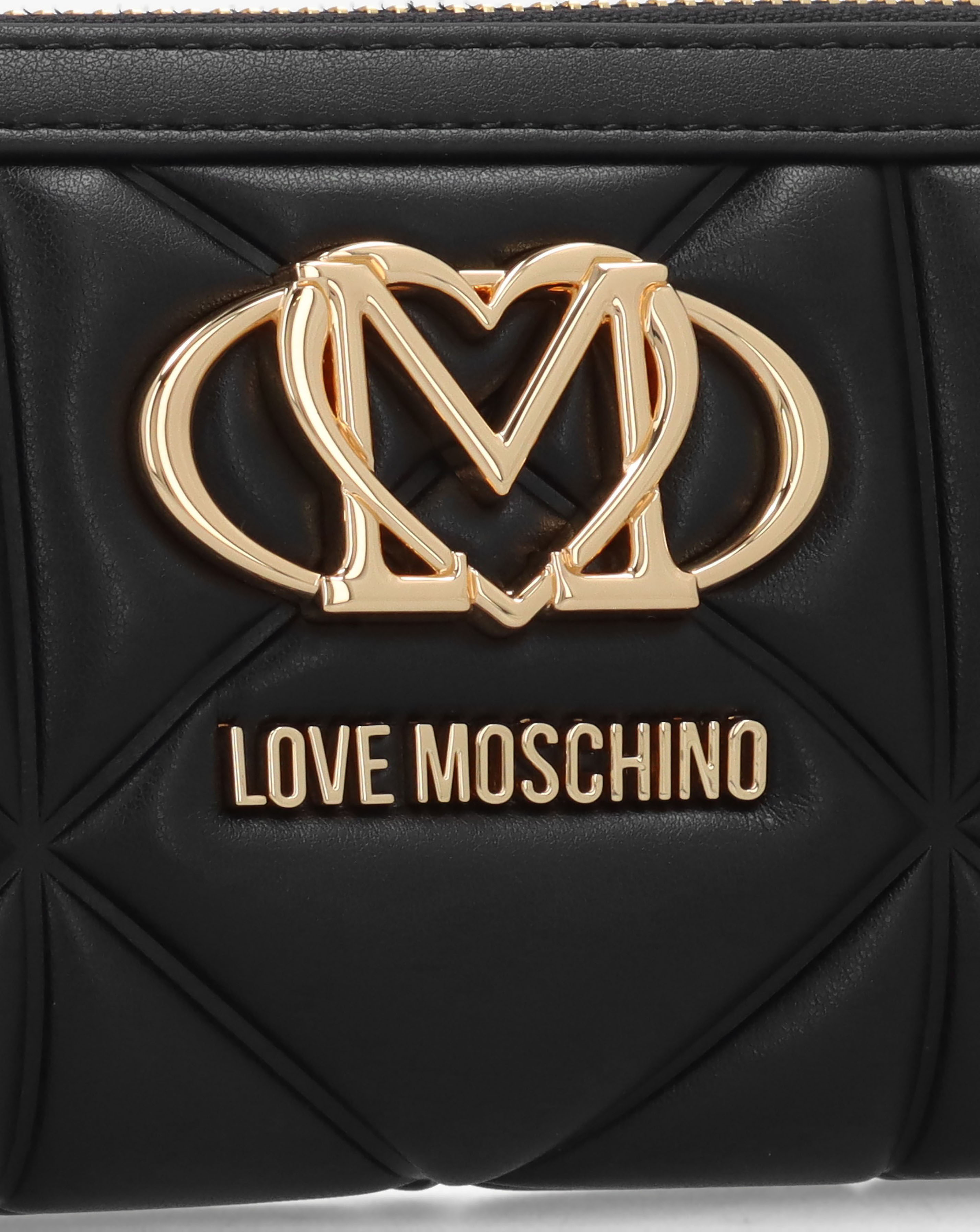 Love Moschino Large Heart Logo Quilted Pillow Black Purse | JD