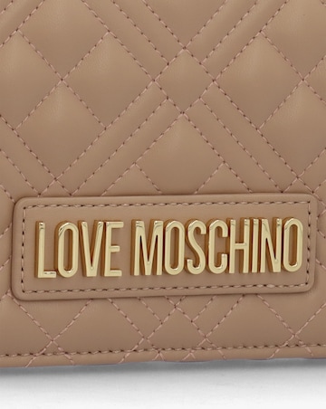 Love Moschino Diamond Quilt Flapover Beige Cross-Body Bag