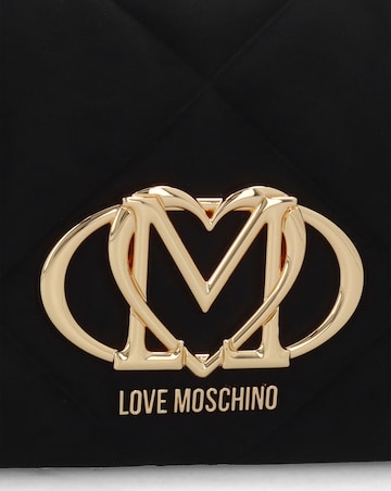 Love Moschino Heart Logo Quilted Pillow Velour Black Cross Body Bag