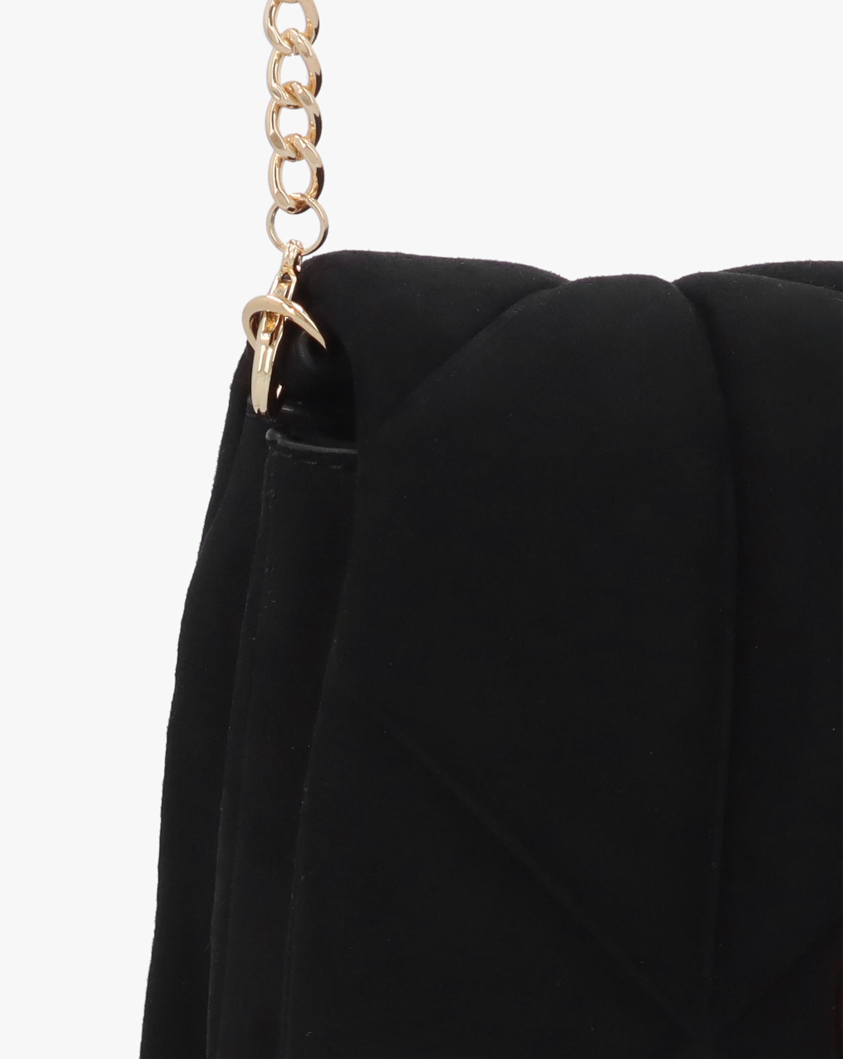 Love Moschino Heart Logo Quilted Pillow Velour Black Cross Body