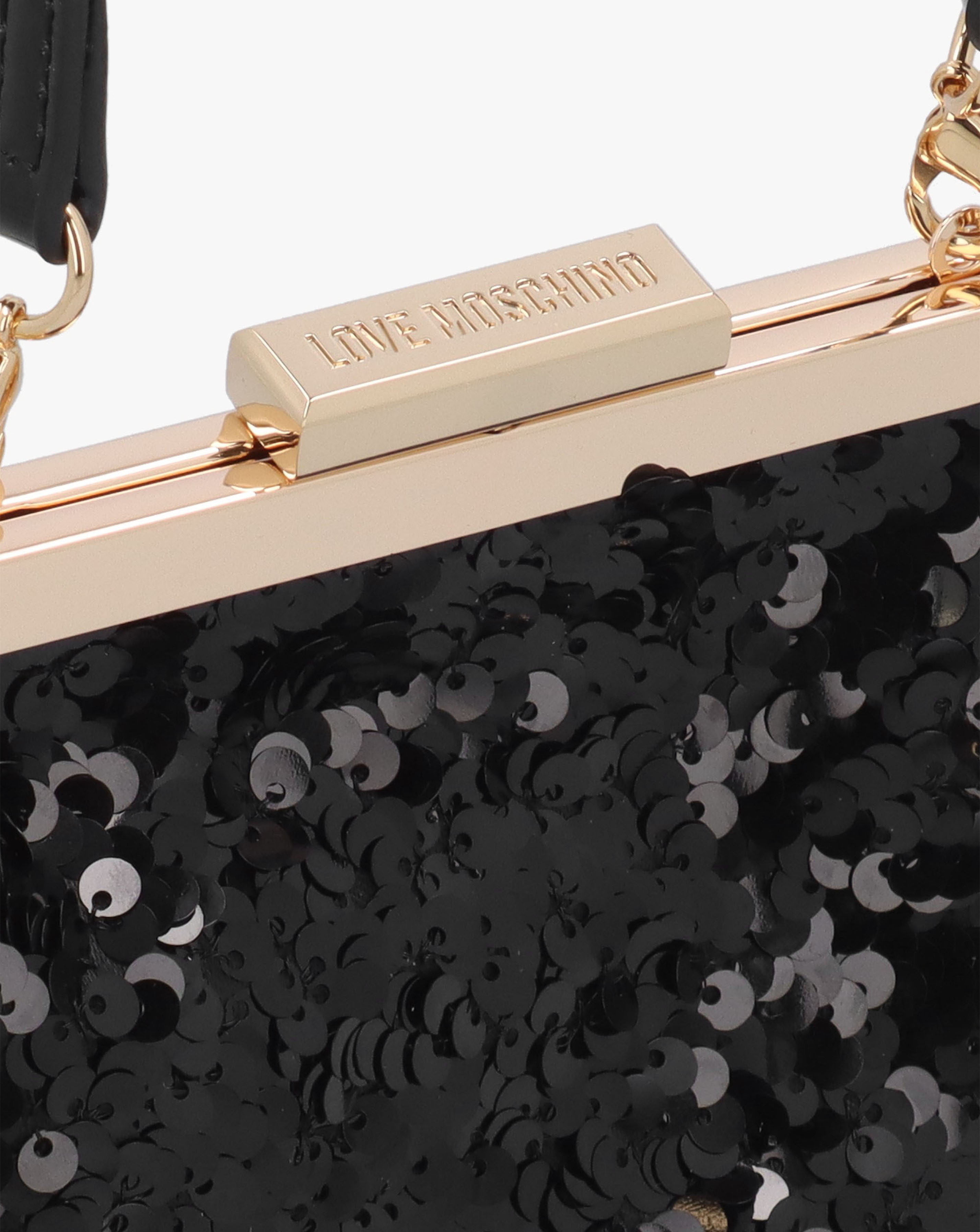 Love Moschino Black Sequin Frame Evening Bag | JD Williams