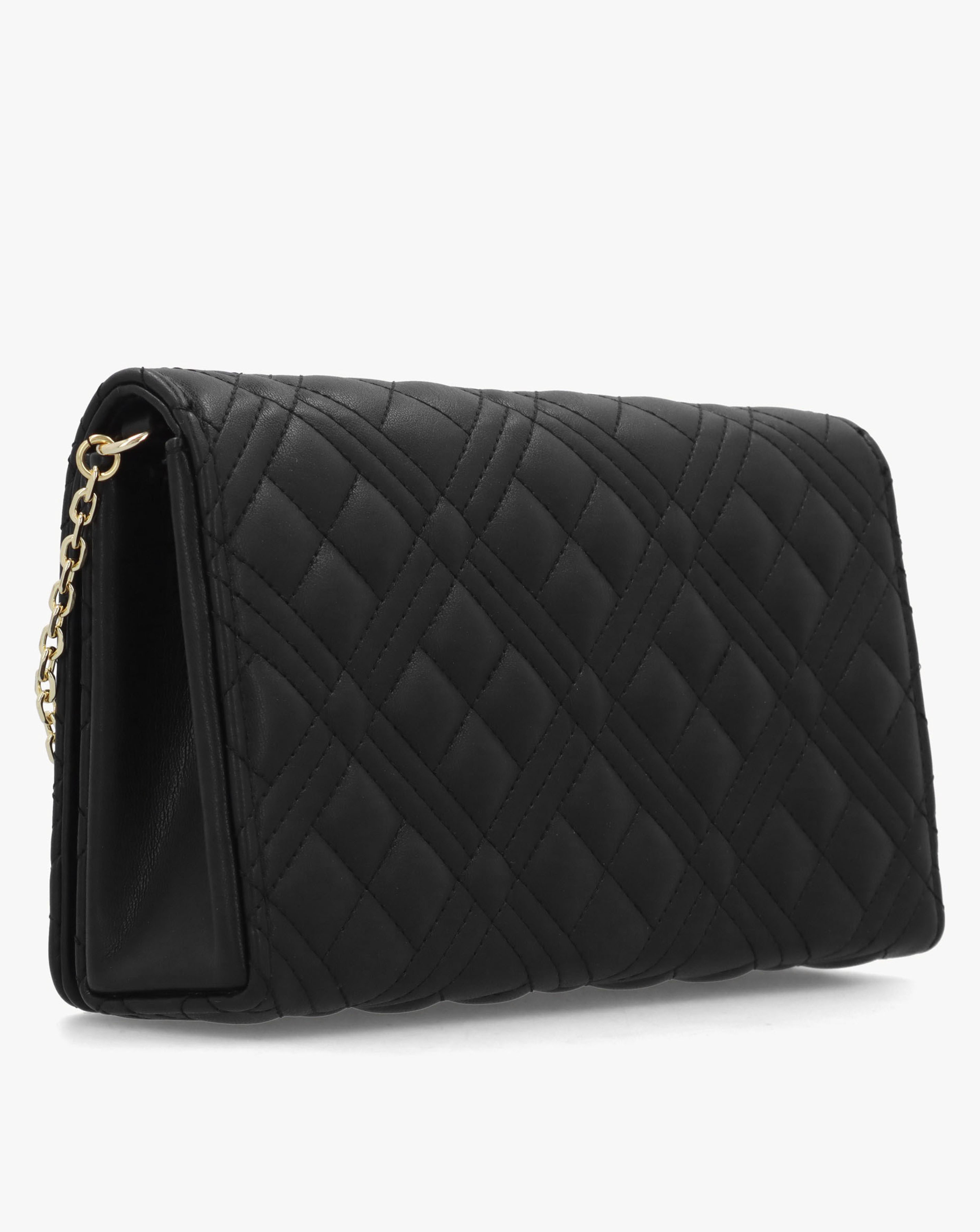 Love Moschino Diamond Quilt Flapover Black Cross-Body Bag | JD