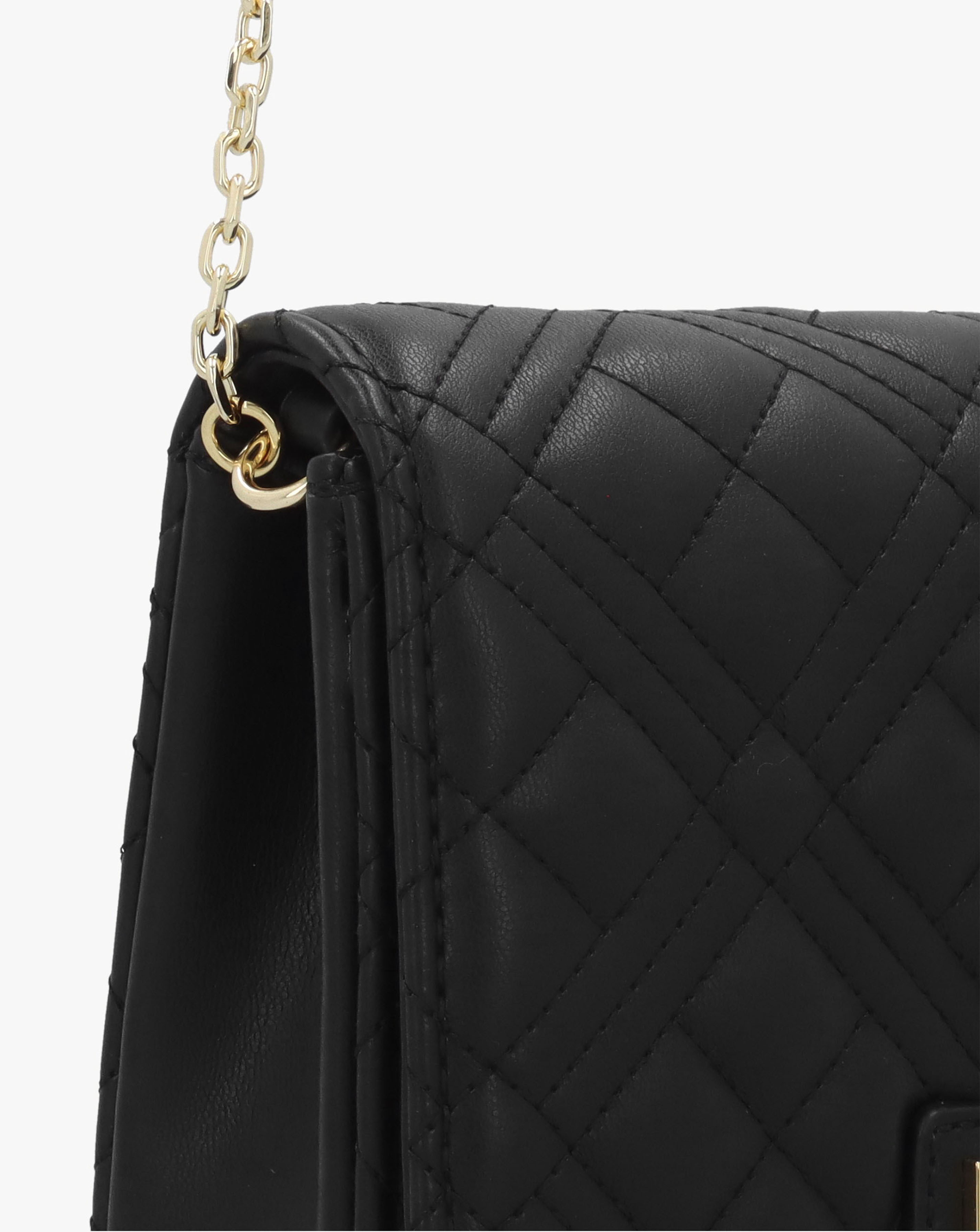Love Moschino Diamond Quilt Flapover Black Cross-Body Bag | JD
