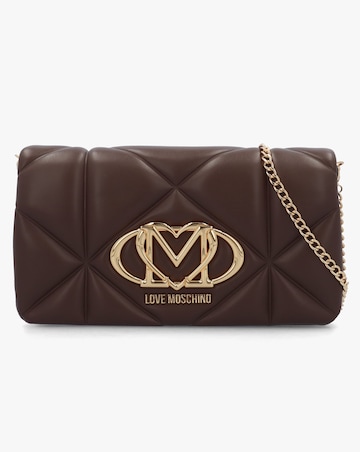 Love Moschino Heart Logo Quilted Chocolate Cross Body Bag