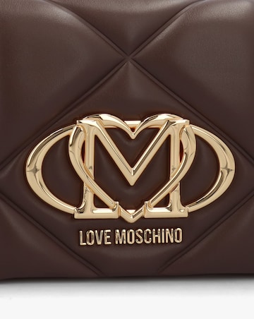 Love Moschino Heart Logo Quilted Chocolate Cross Body Bag