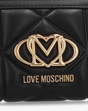 Love Moschino Heart Logo Quilted Pillow Black Purse