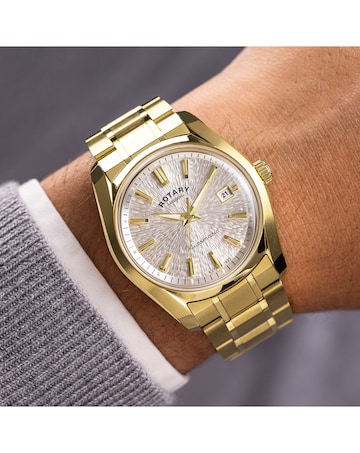 Rotary Men Gold Plated Bracelet Watch