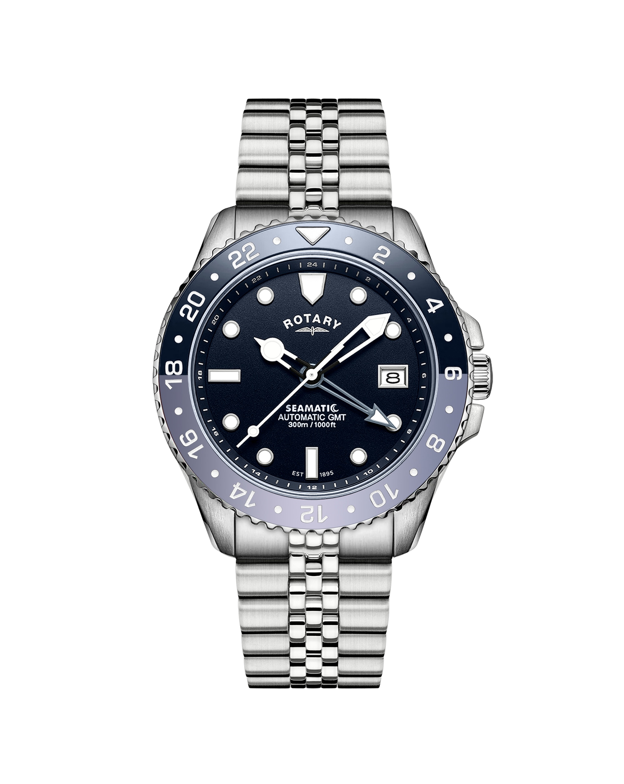 Rotary Men GMT Blue Dial Bracelet Watch