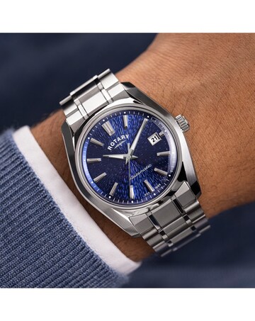 Rotary Men Blue Dial Bracelet Watch