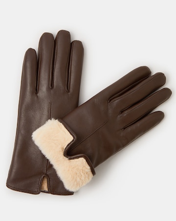 Accessorize Faux Fur Lined Leather Gloves