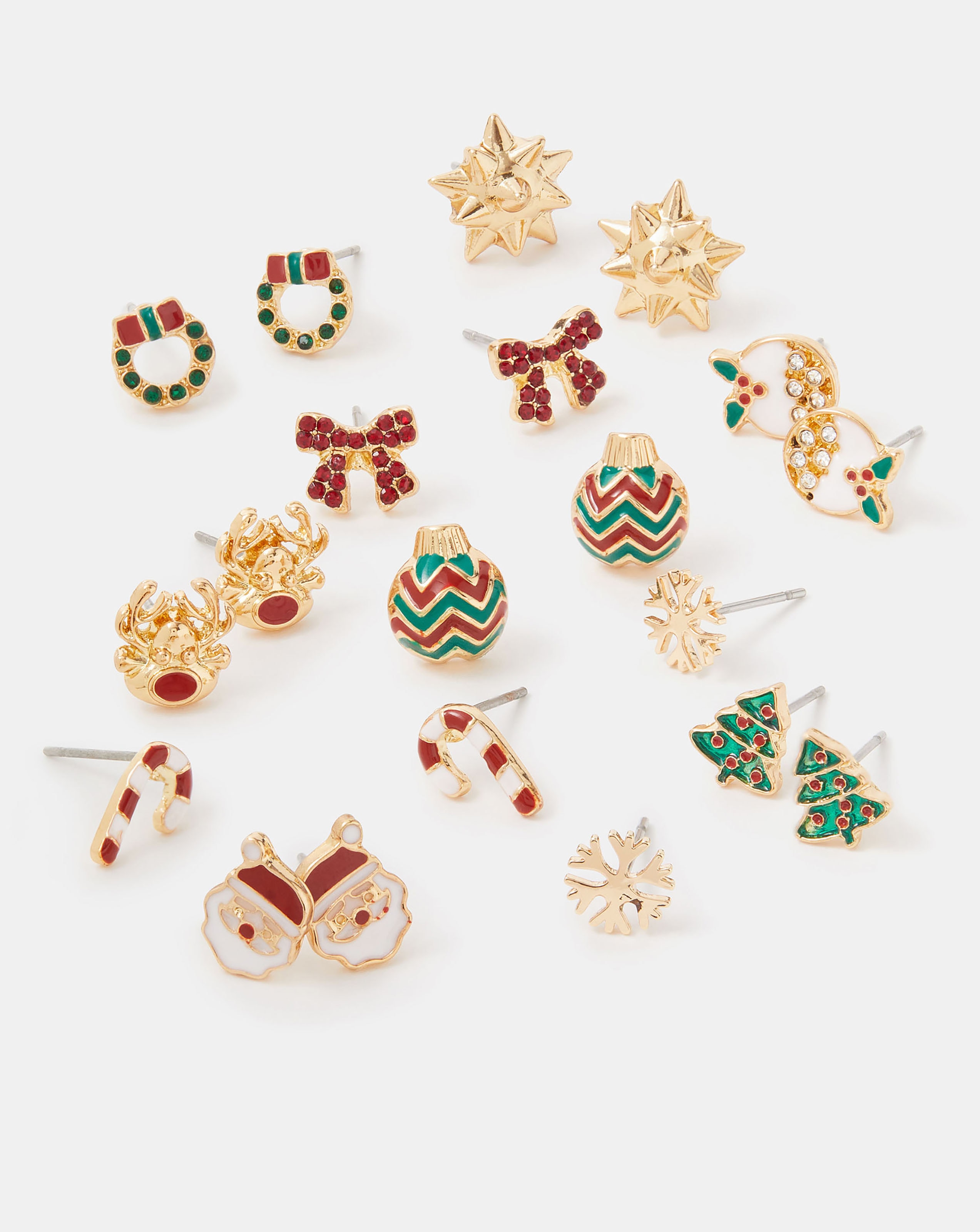 Accessorize 10pk Christmas Stud Earrings