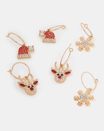 Accessorize 3-Pack Diamante Christmas Earring