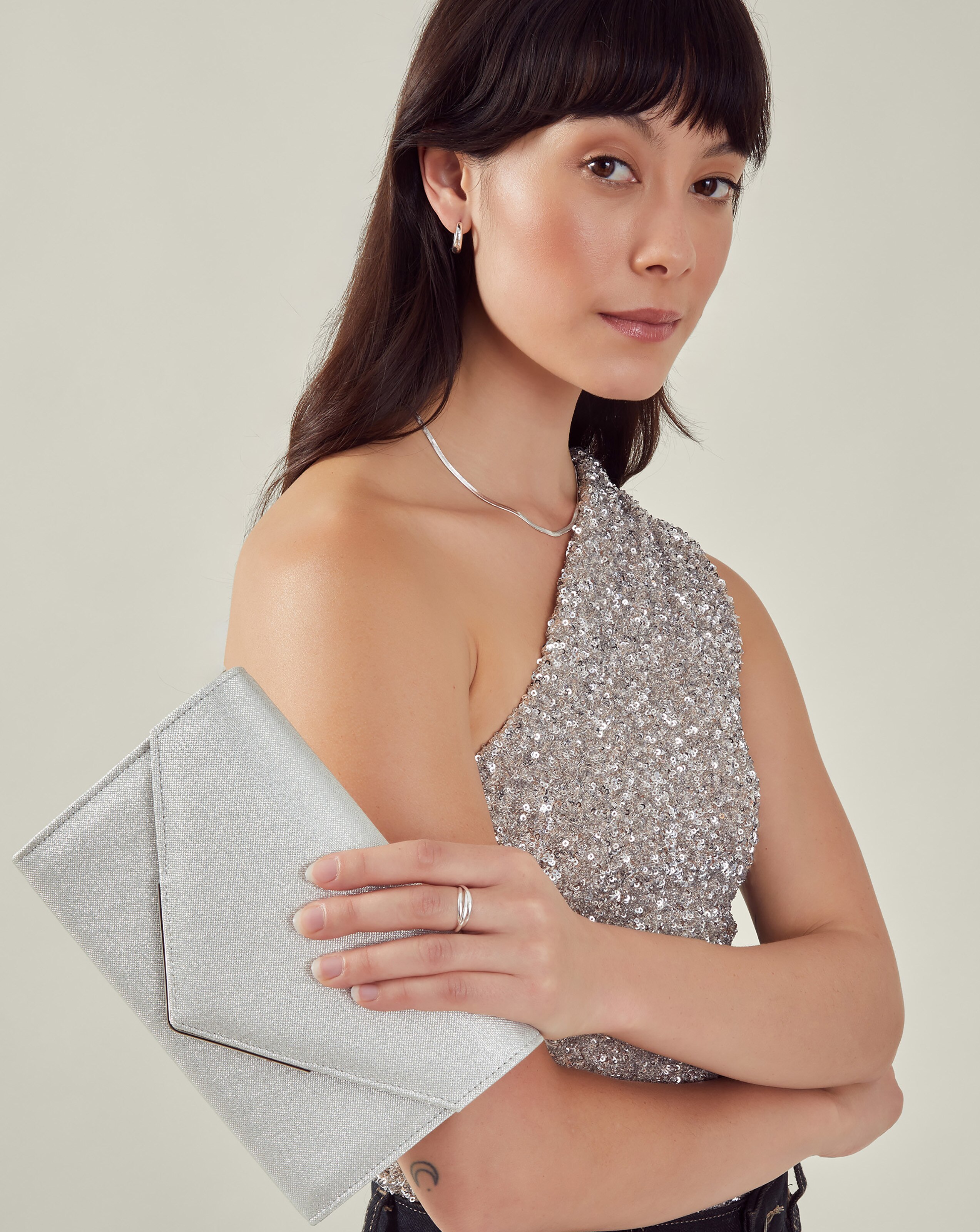 Accessorize Metallic Envelope Clutch Bag | JD Williams