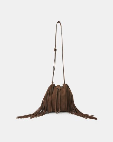 Accessorize Suede Fringe Bucket Bag