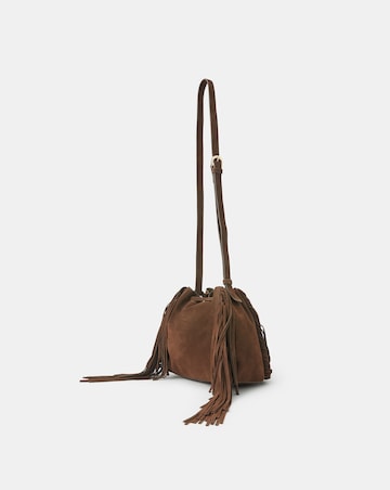 Accessorize Suede Fringe Bucket Bag