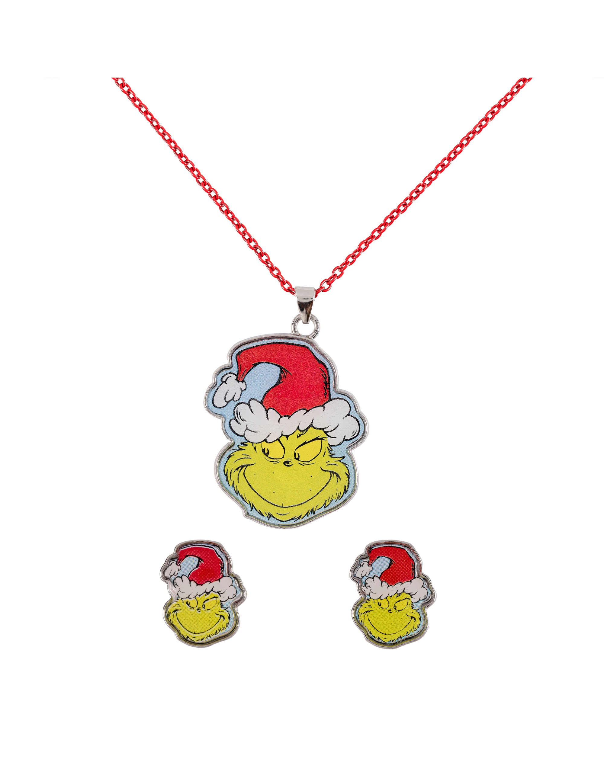 New In - The Grinch Necklace & Stud Earring Set