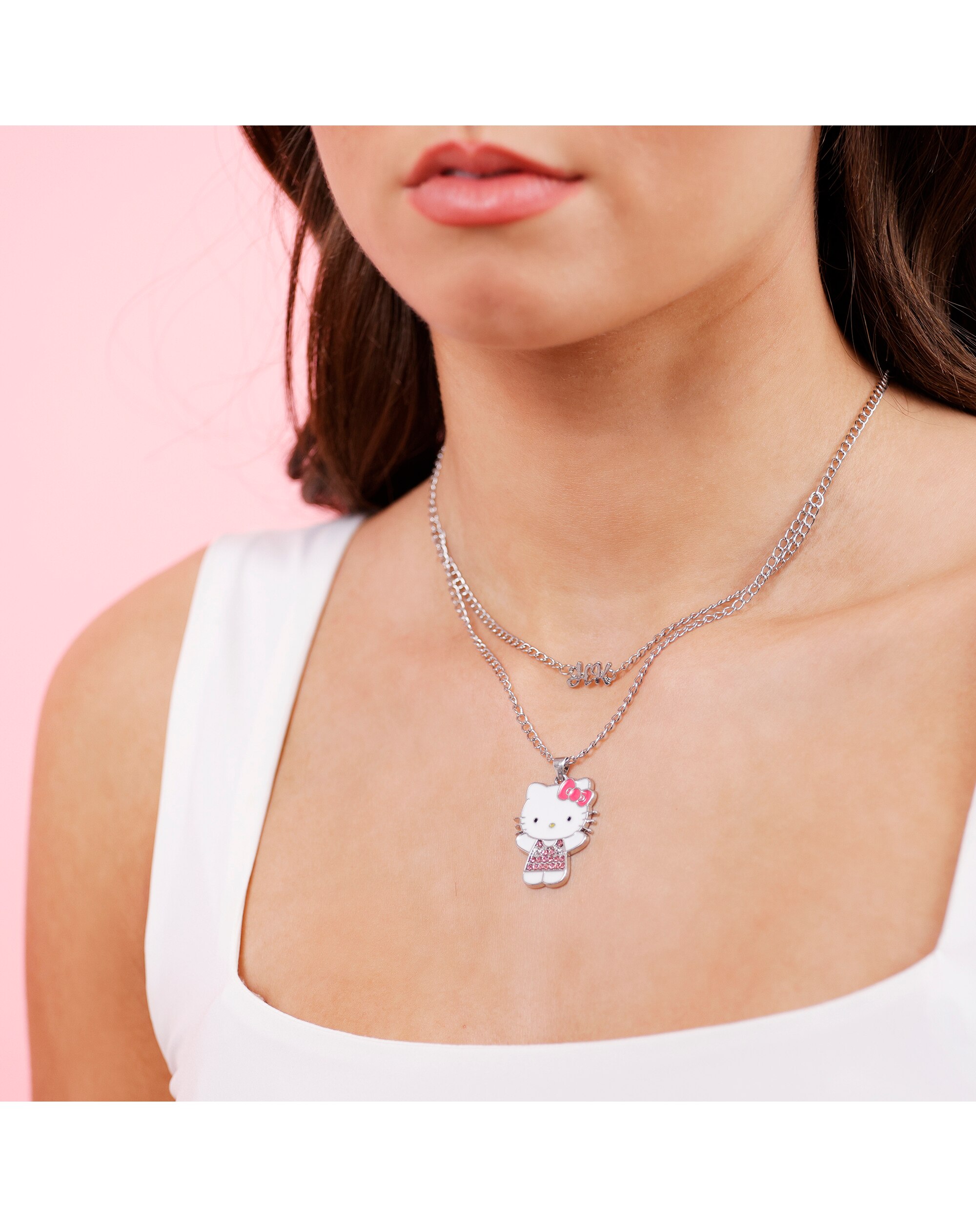 Hello Kitty Silver Plated Necklace Set | JD Williams