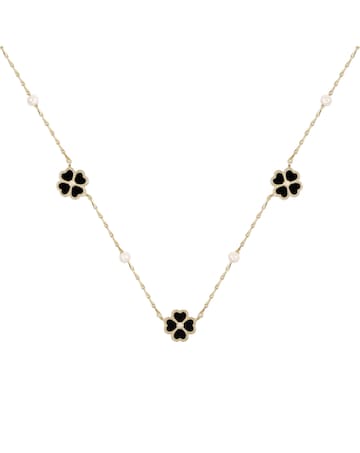 Radley Gold Plated Black Flower Necklace
