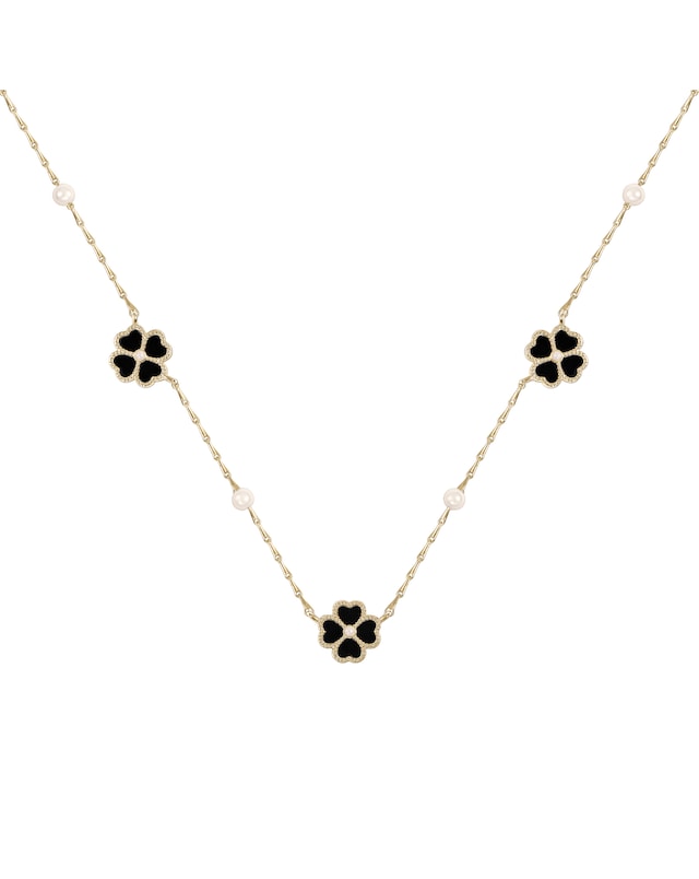 Radley Gold Plated Black Flower Necklace