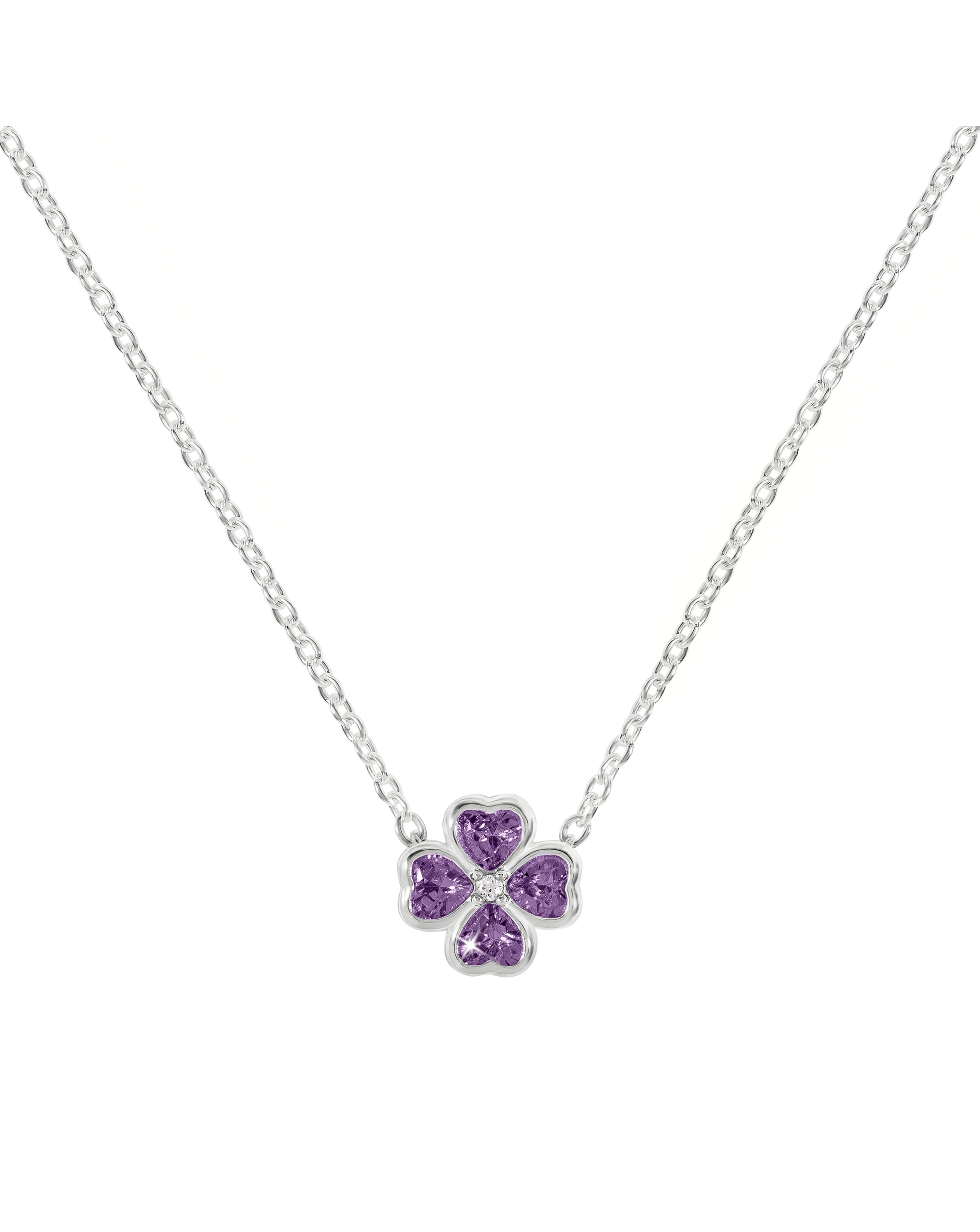 Radley Silver Purple CZ Flower Necklace