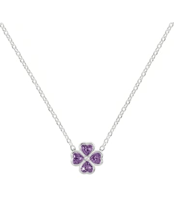 Radley Silver Purple CZ Flower Necklace