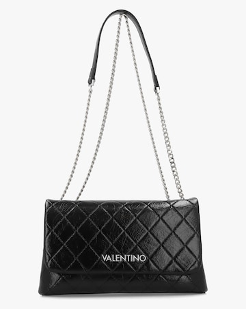 Valentino Bags Wakanda Diamond Quilt Gloss Black Flapover Cross-Body Bag