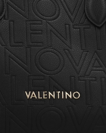 Valentino Bags Pansy II Black Debossed Logo Shopper Bag