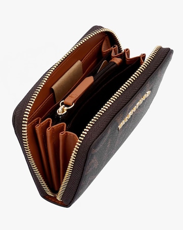 Valentino Bags Regina Brown Monogram Zip Around Purse