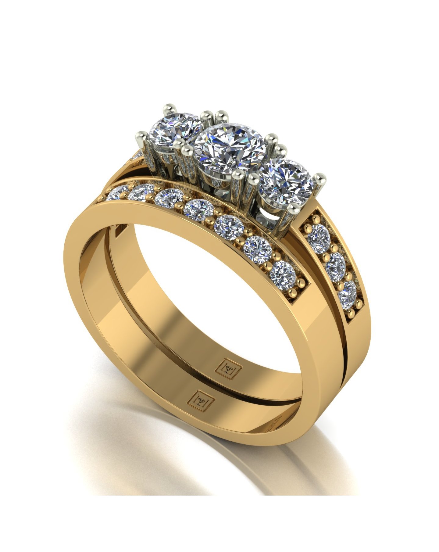 New In - 9ct Yellow Gold 1ct Moissanite Ring Set