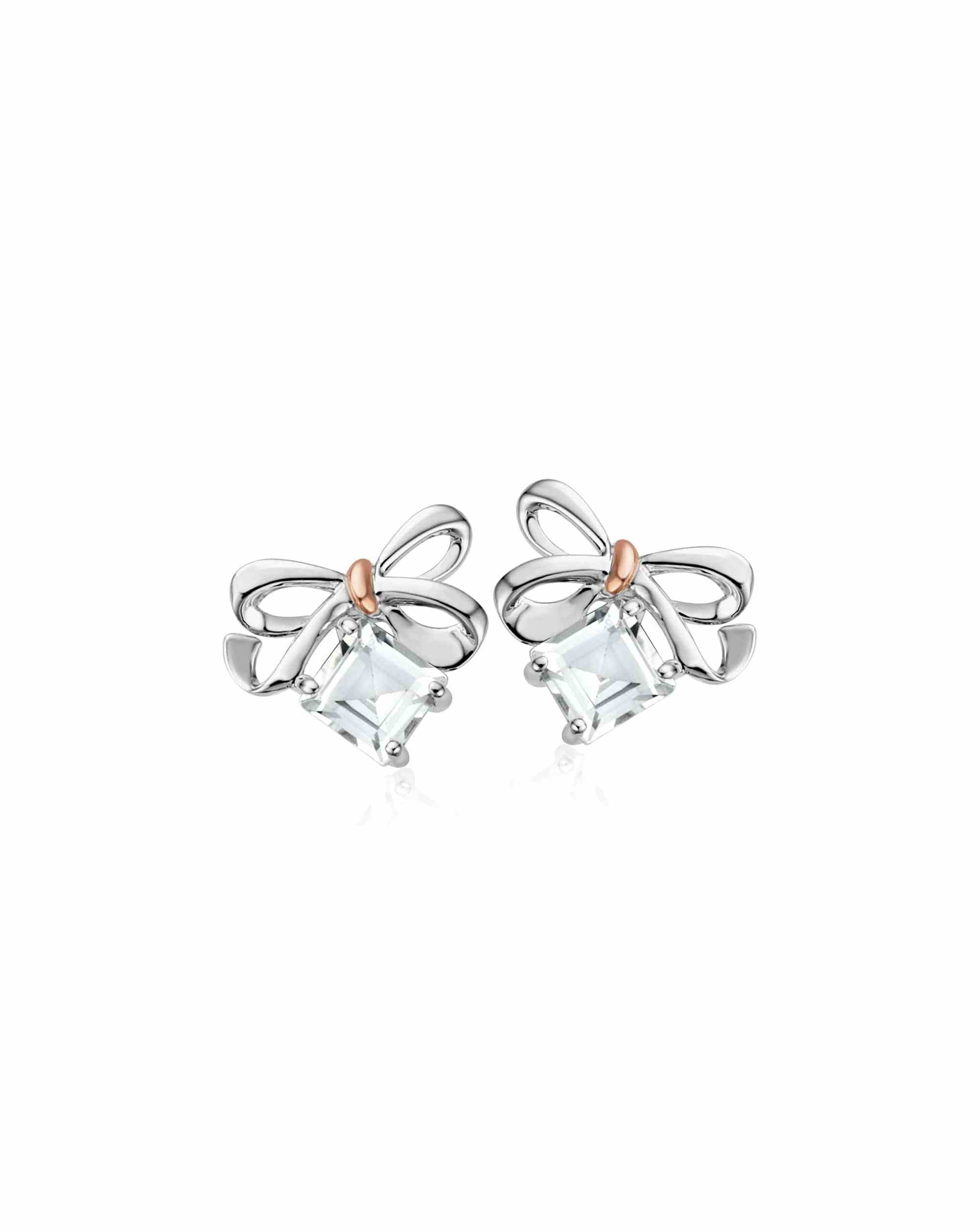 Christmas Bow Silver Stud Earrings