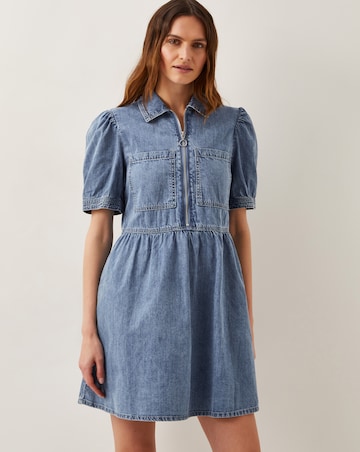 Monsoon Adeena Zip Denim Mini Dress