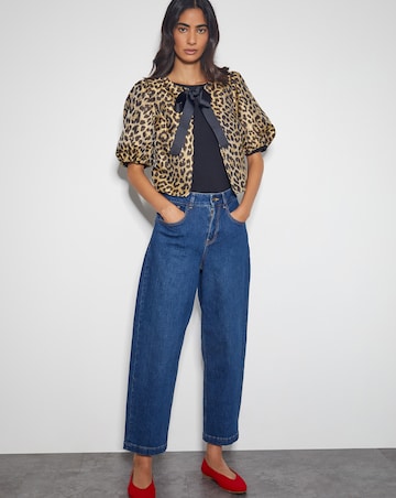 Monsoon Anne Leopard Print Bow Jacket