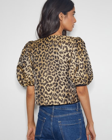 Monsoon Anne Leopard Print Bow Jacket