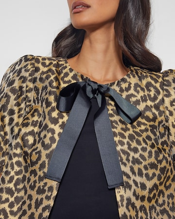 Monsoon Anne Leopard Print Bow Jacket