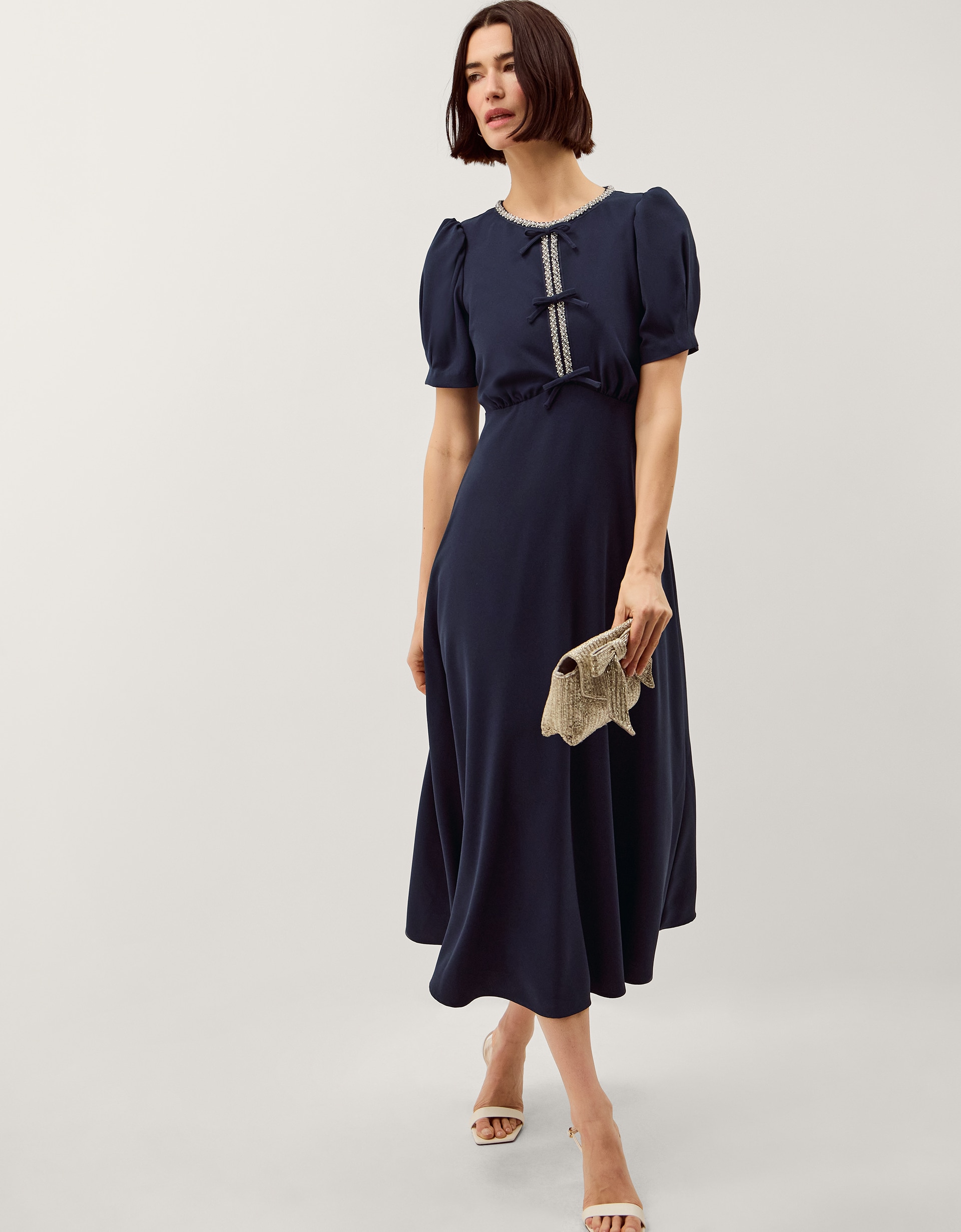 Monsoon Bonnie Puff Sleeve Midi Dress