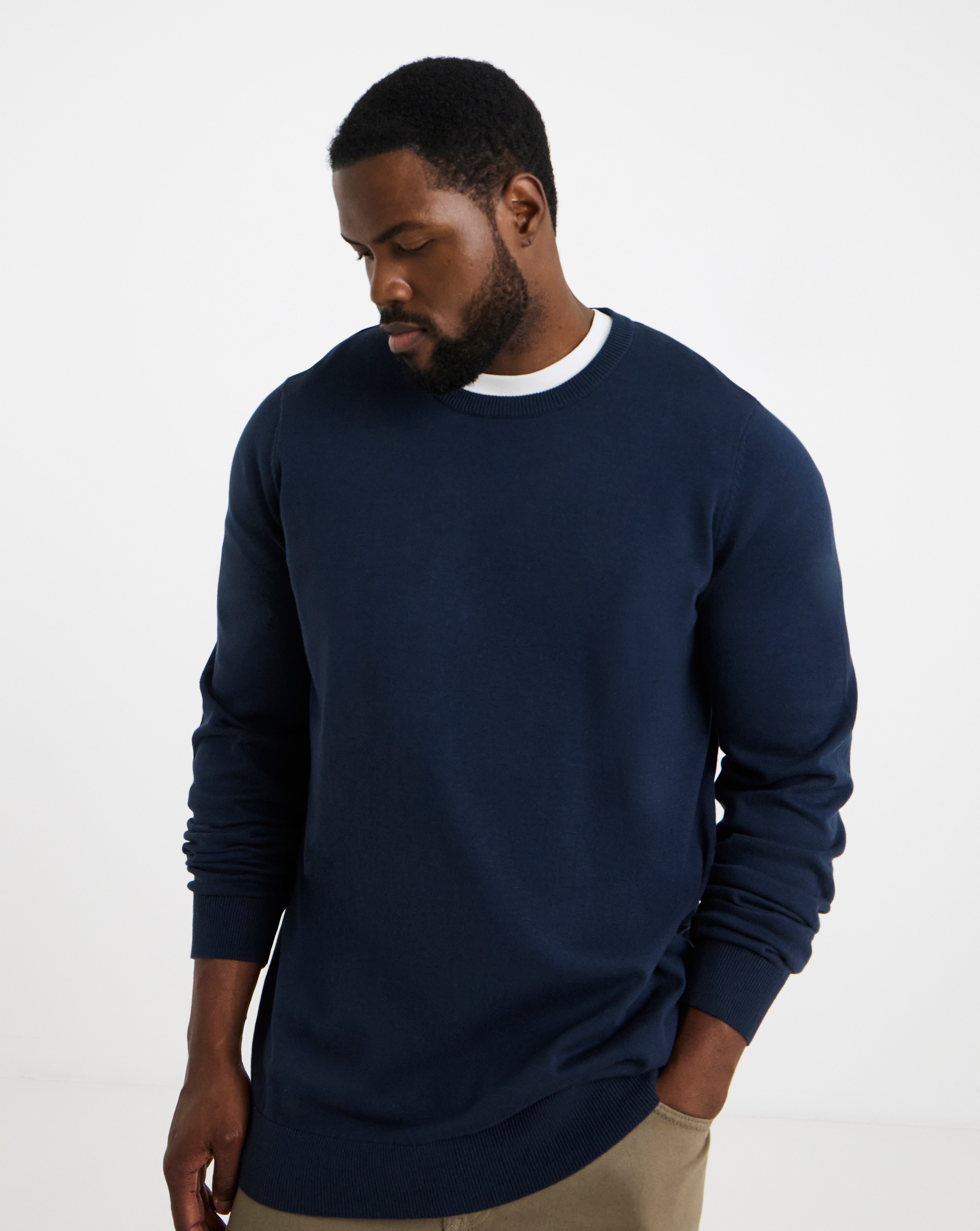 Cotton Crew Neck Knitted Jumper