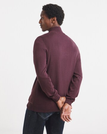 Cotton 1/4 Zip Funnel Knit Top