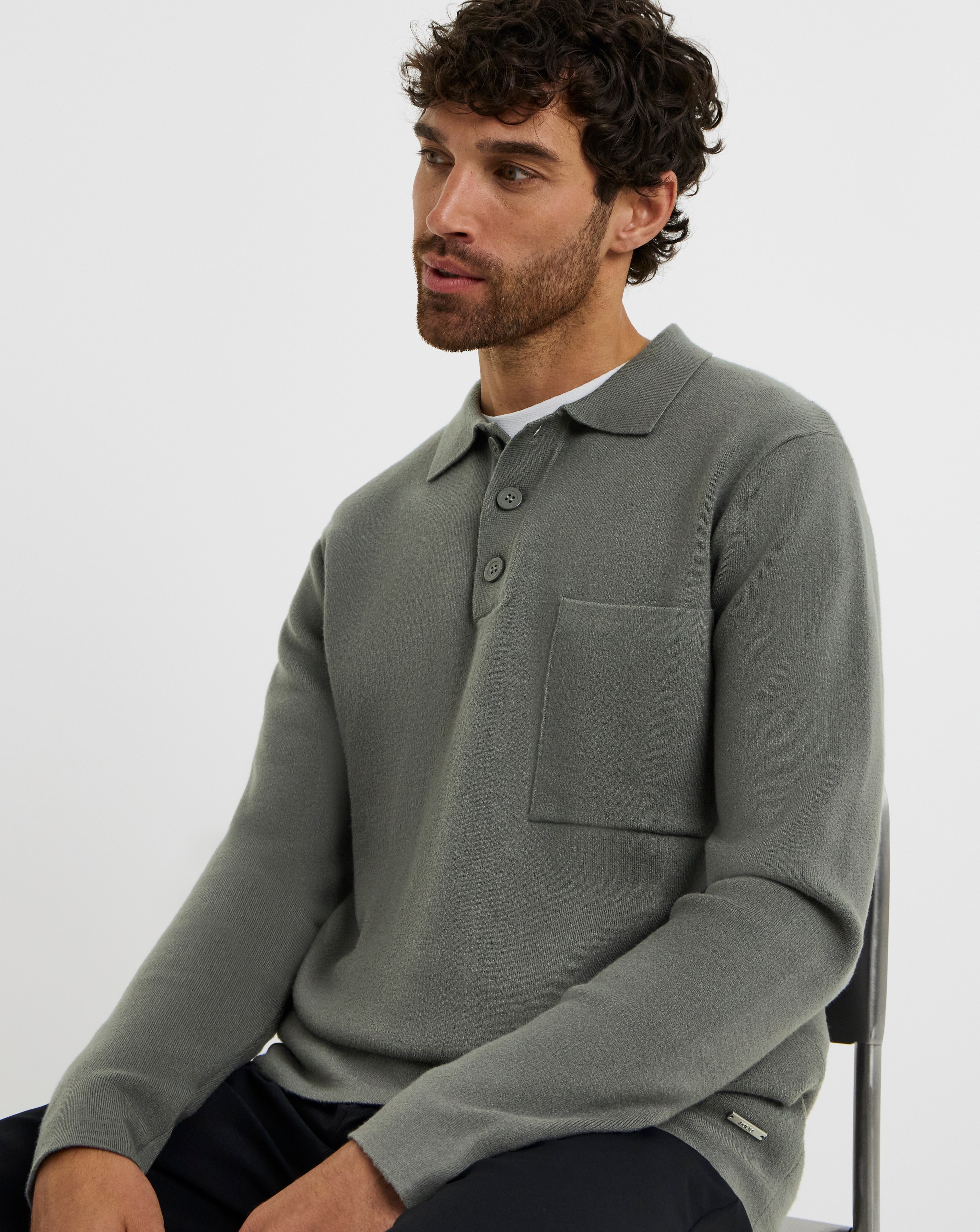Folio Knitted Slouch Button Polo