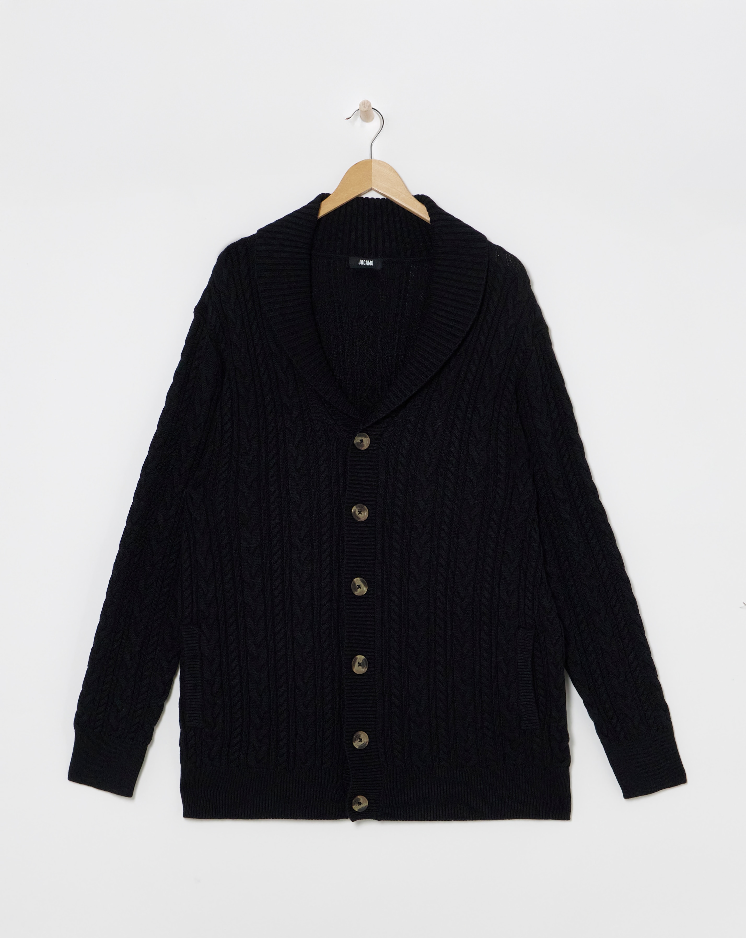 Cable Knit Shawl Neck Cardigan