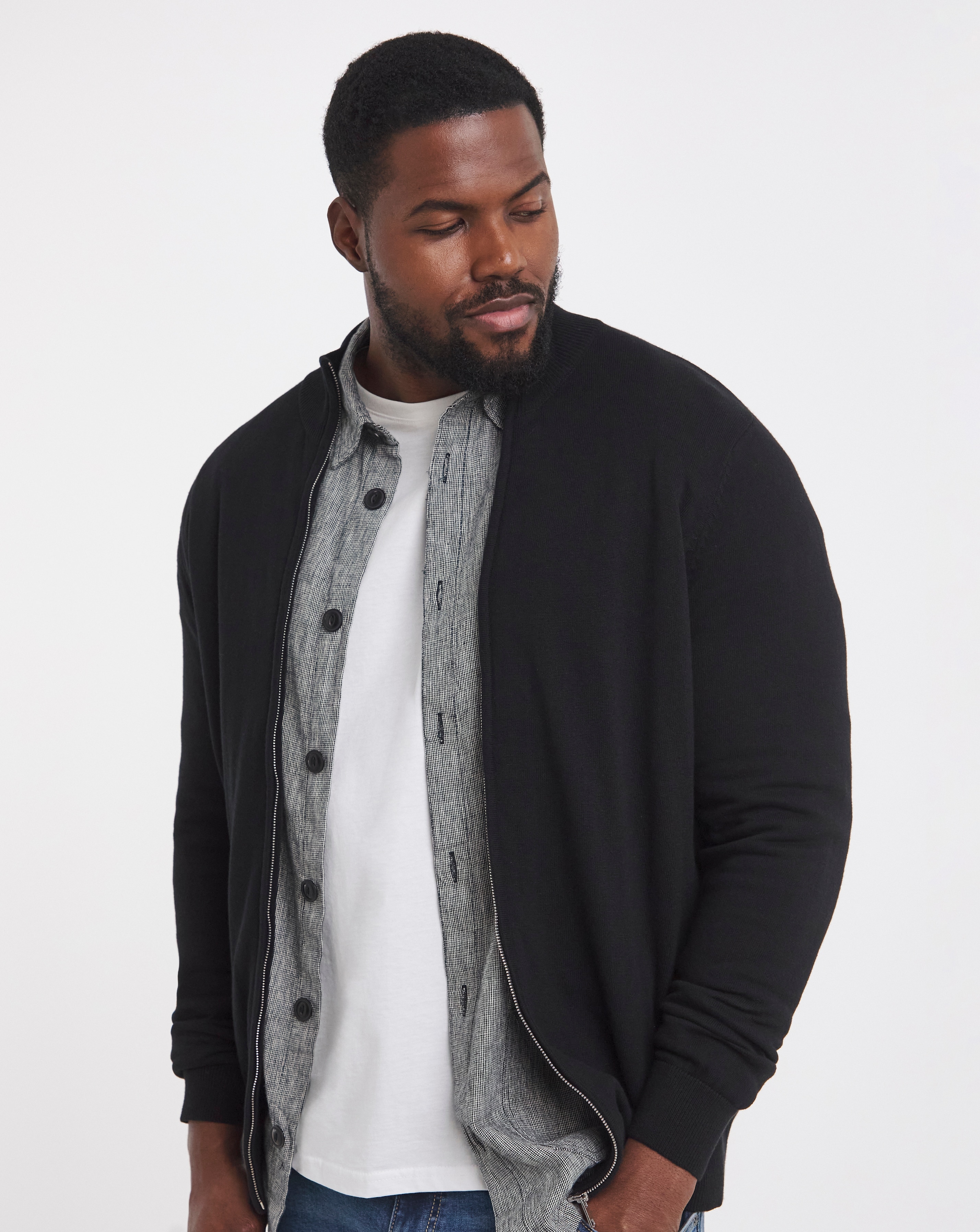 Zip Through Funnel Neck Knit Cardigan