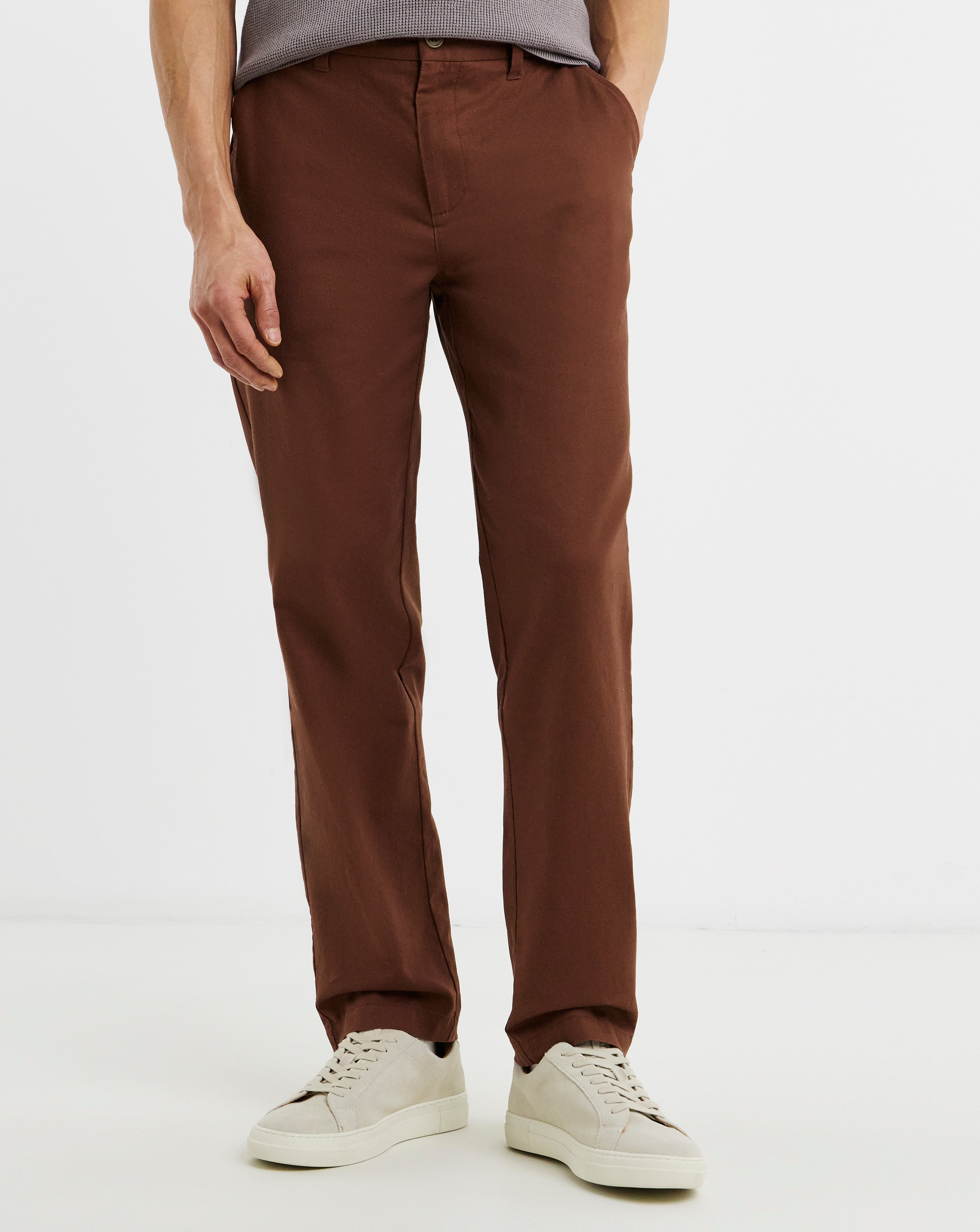 Straight Fit Linen Chino