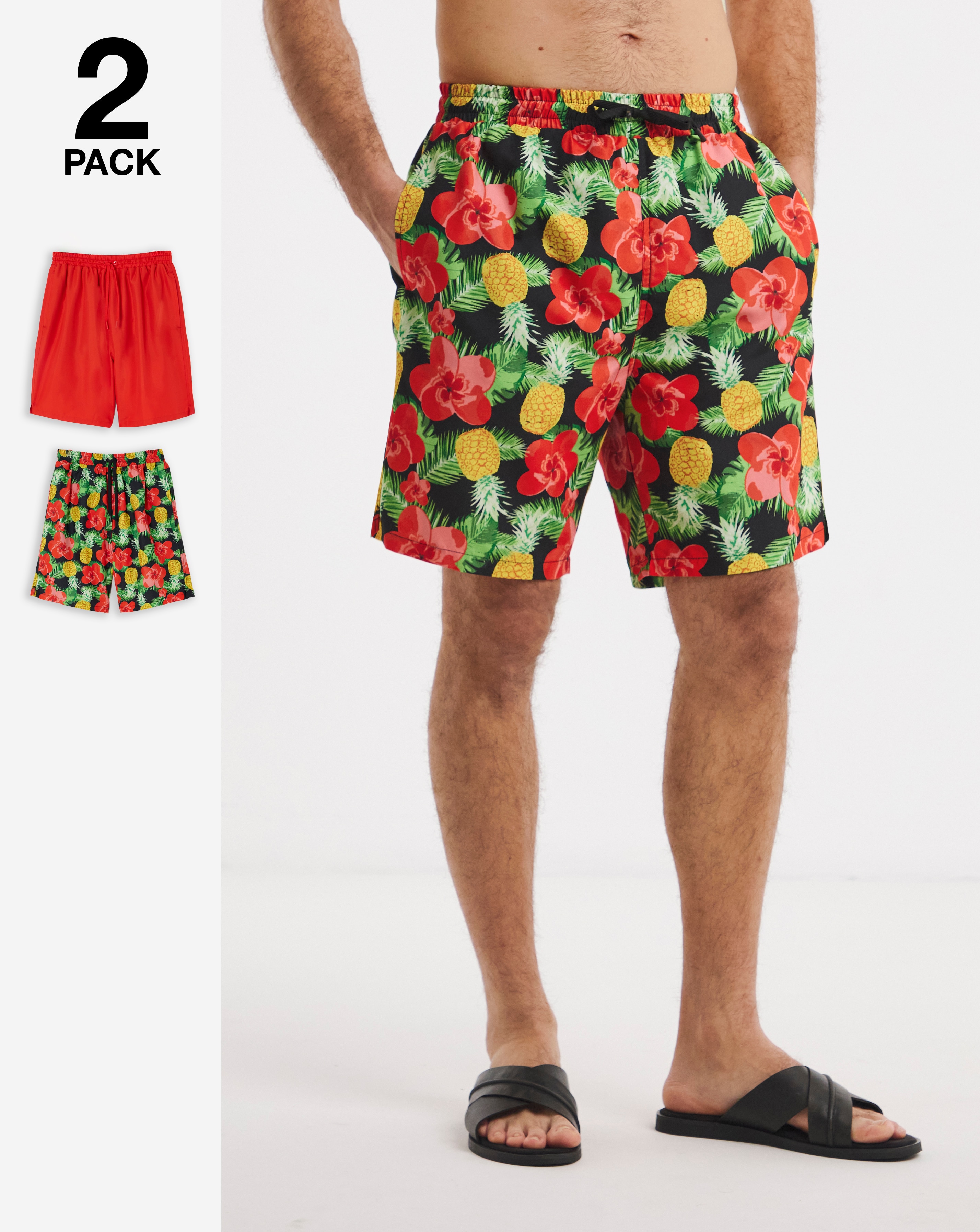 New In - 2 Pack Tropical Swim Shorts Long