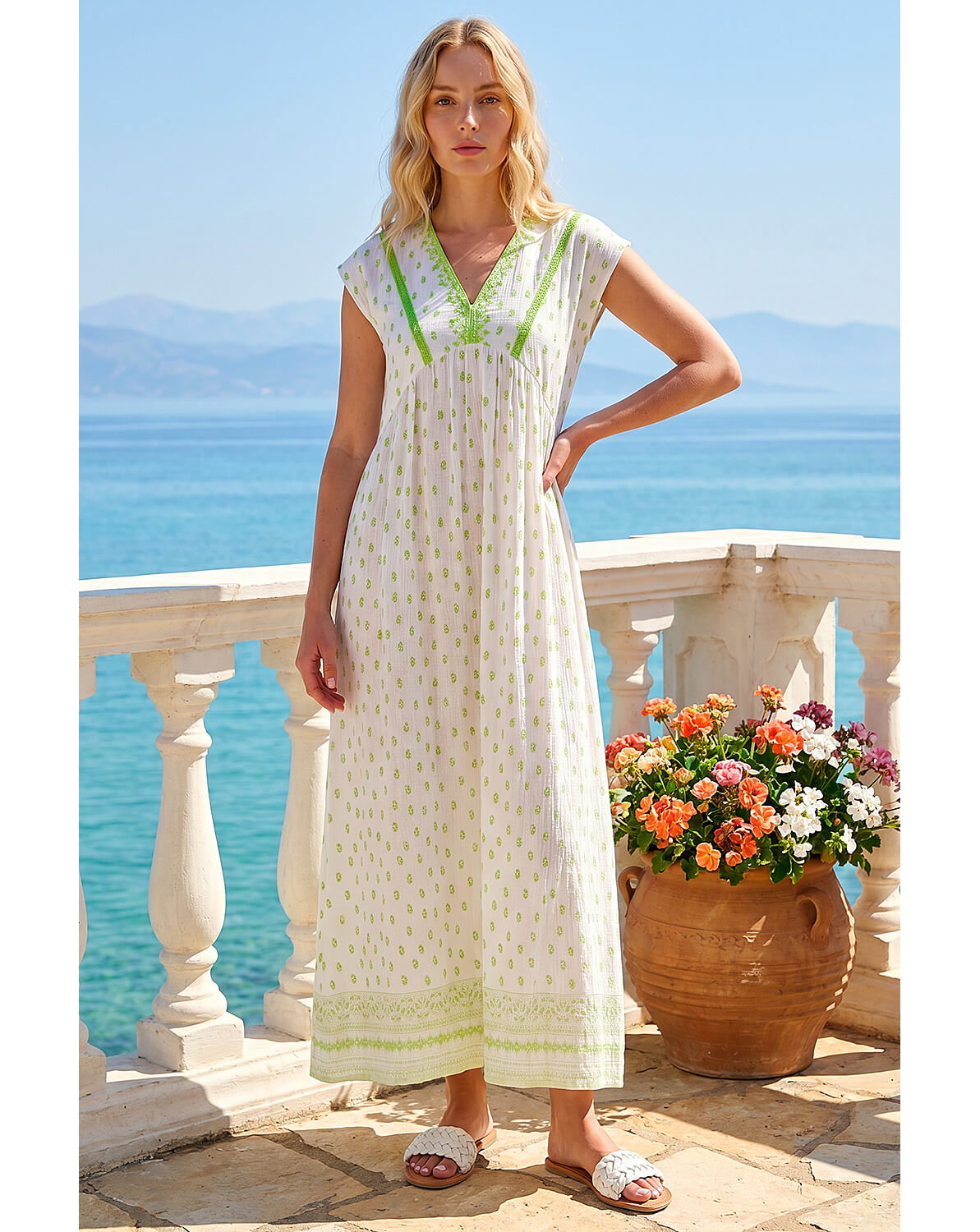 Roman Paisley Lace Trim Midi Dress