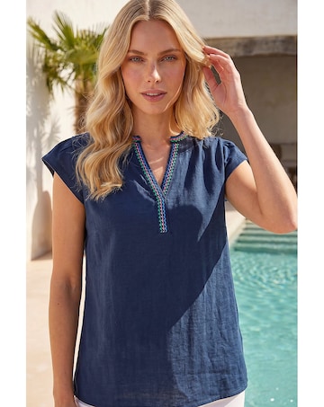 Roman Petite Cotton Embroidered V-Neck
