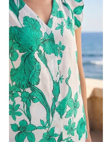 Roman Floral Print Frill Sleeve Blouse