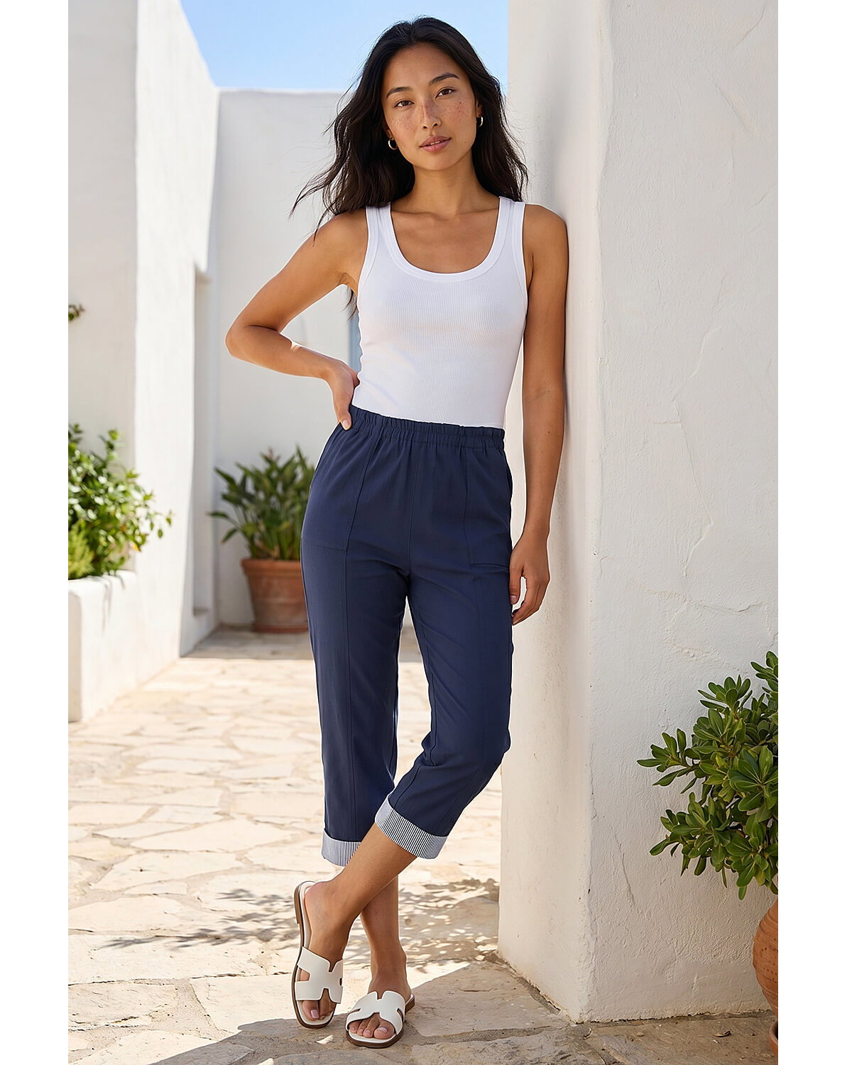 Roman Petite Crop Turn Up Trouser