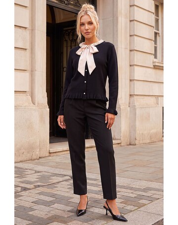 Roman Petite Tie Neck Frill Hem Cardigan