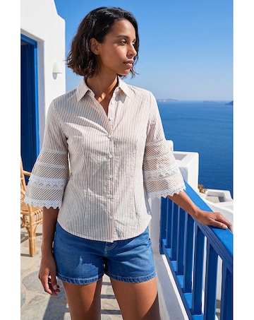 Roman Dusk Stripe Frill Blouse